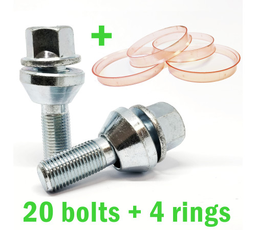 M14x1.5x27x17 mm Diska skrūve PCD CHANGE 20 gab. + 4 gredzeni 72.6 - 71.1