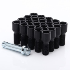 M14x1,25x27 Zvaigzne (20mm) melnas tuninga skrūves (20 gab + atslēga)