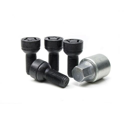 M14 x 1.5 x 27 mm HEX17 Sfēra R13 AUDI Drošības skrūves EVO5 Black