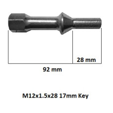 M12x1.5x28 / 92 mm HEX 17 mm Conus Wheel bolt