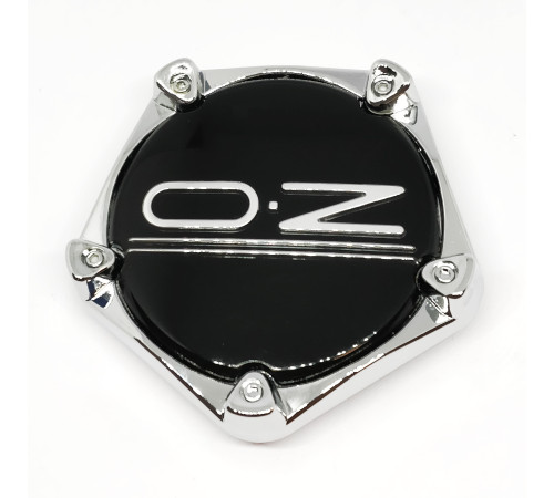 67mm OZ Racing diska vāciņš piecstūris Black, chrome ( 81310484 ) M649F /AT, M582