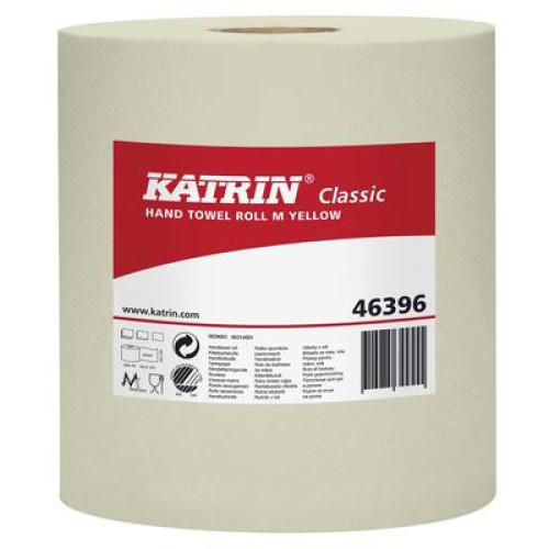 Papīra dvielis rokām dzeltens . Rullis M 260M, 1-kārtas