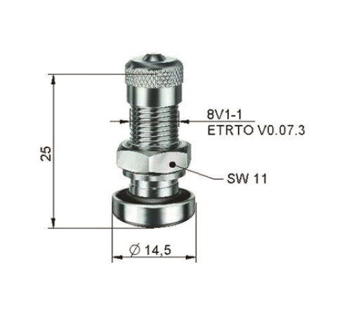 Ventīlis ALU diskiem Ø 8,3 x 25 mm
