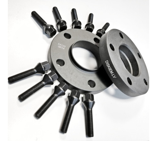 15 mm 2x Flanči BMW (5x120, 72.6mm) un 10 skrūves Black Style