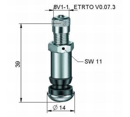 Ventīlis ALU diskiem Ø 8,3 x 38,5 mm (BBS ventilis)