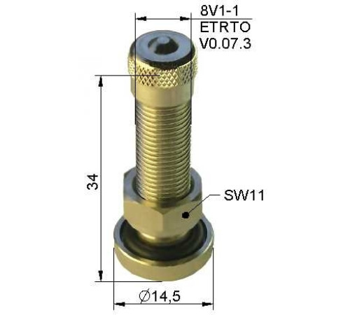 Metāla ventīlis Ø 8,3 x 34 mm