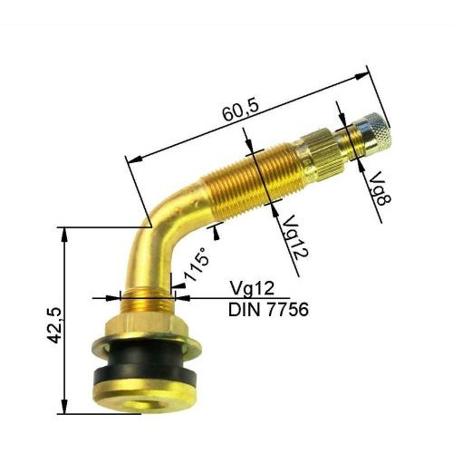 Gaisa/ūdens ventīlis Ø 16 x 57 mm (65°)