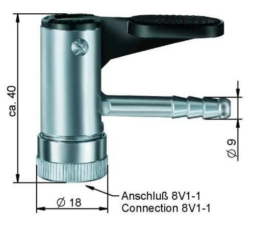 Tire inflating nozzle 8 x 20 mm