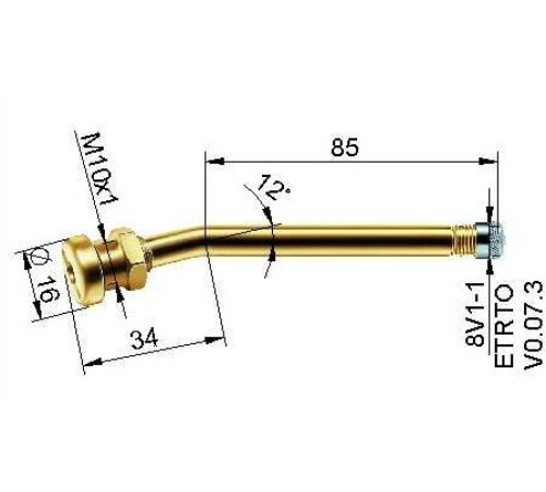 Kravas auto bezk, ventīlis Ø 9,7 x 119 mm (liekts 12°)