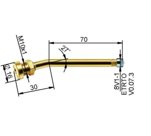 Kravas auto bezk, ventīlis Ø 9,7 x 100 mm (liekts 27°)