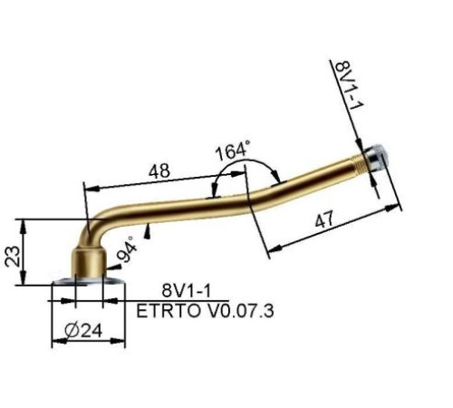 Kameru ventīlis VG8 95 mm (liekts)