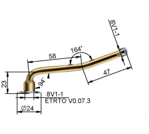 Kameru ventīlis VG8 105 mm (liekts)