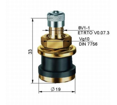 Kravas bezk, ventīlis Ø 16 x 32 mm (taisns)