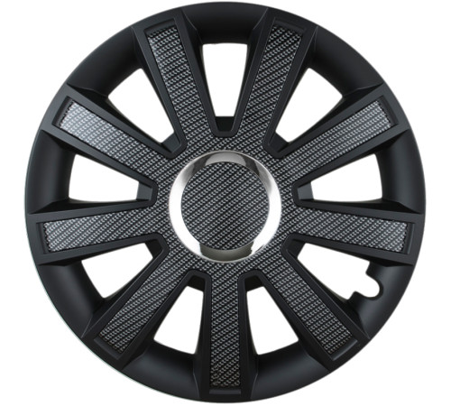 Dekoratīvā riteņu uzlika FLASH Black Carbon with chrome 16"