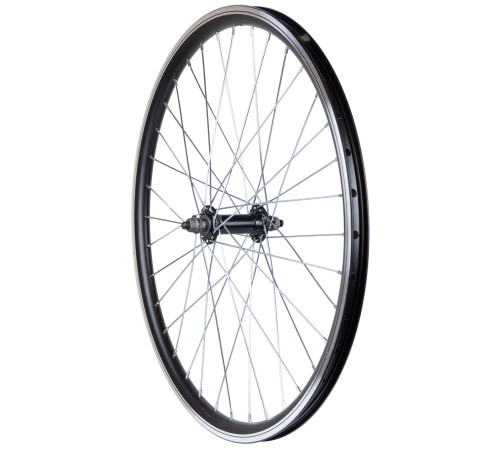 Priekšējais ritenis 24" Alu rumba, DoubleWall black aploce