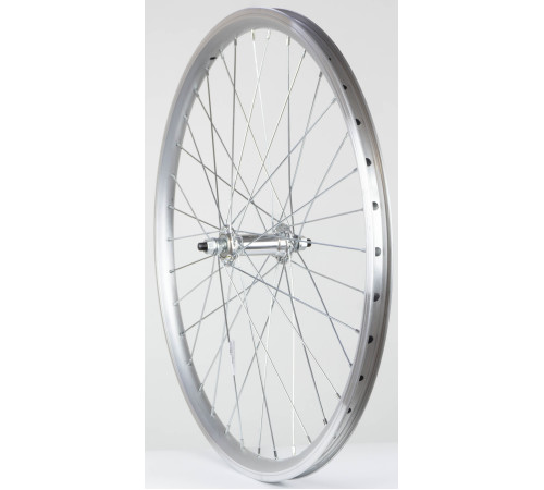 Priekšējais ritenis 24" Alu rumba, DoubleWall silver aploce 30mm