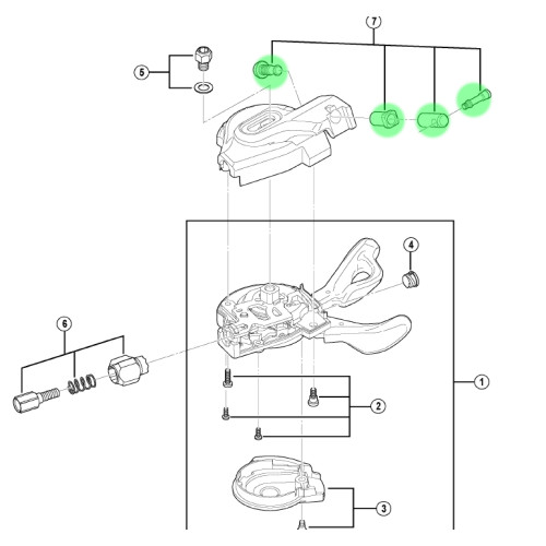 Pārslēdzēja rokturis montāžas elementi Shimano SL-M670 I-Spec B