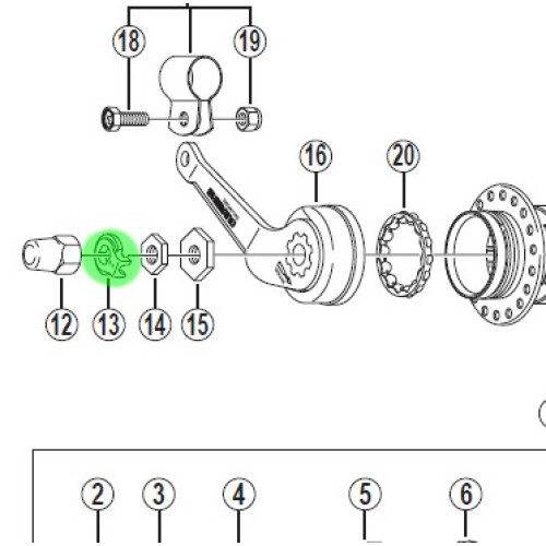 Paplāksne Shimano Nexus SG-7C21/SG-7C22/SG-3C41 non-turn