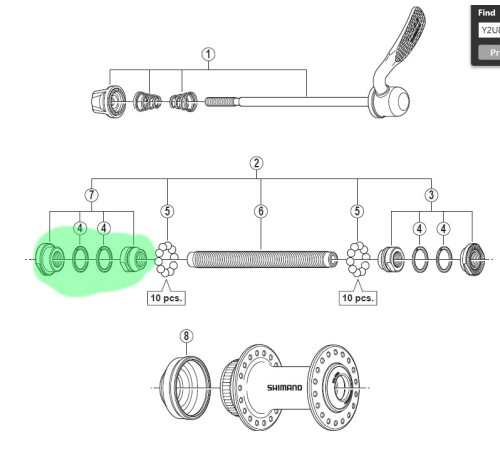 Lock nut unit Shimano HB-RM66 left
