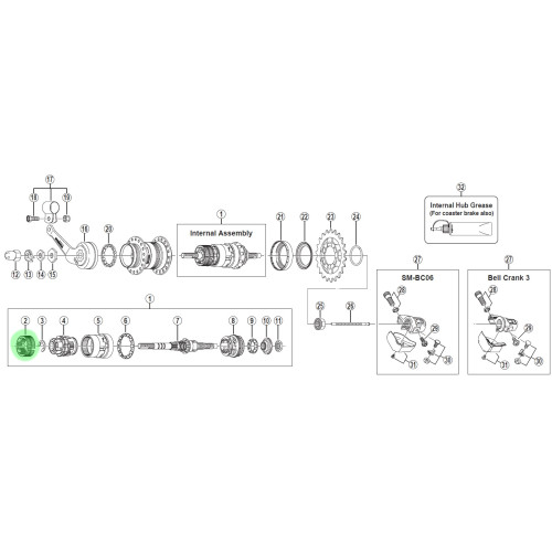 Brake shoe unit Shimano Nexus SG-3C40