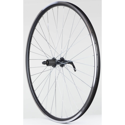 Aizmugurējais ritenis 28" Alu cassette 8/9 rumba QR, DoubleWall black aploce