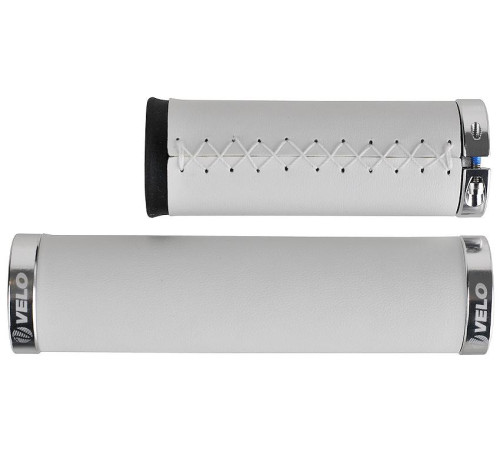 Stūres rokturi VELO ProX VLG-851-2AD3 129/92mm Lock-on eco-leather white
