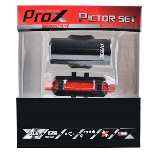 Apgaismojums komplekts ProX Pictor CREE 350Lm + 10Lm USB black