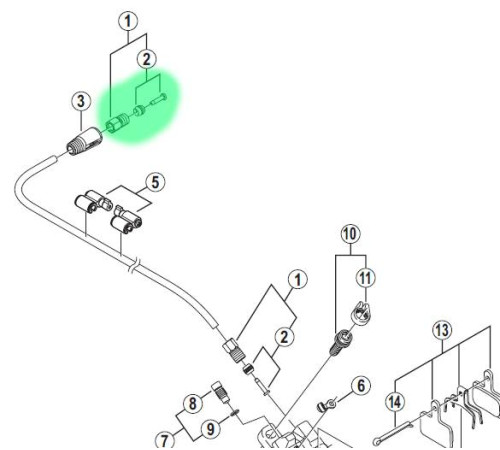 Disc brake hose olive and connector insert Shimano SM-BH59 with bolt
