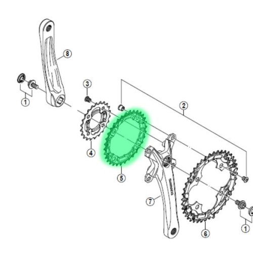 Priekšējā ķēdes riteņa Shimano ACERA FC-M361 38T