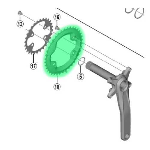 Priekšējā ķēdes riteņa Shimano DEORE FC-M6000-2 38T-BF