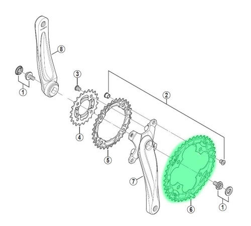 Priekšējā ķēdes riteņa Shimano ACERA FC-M361 42T