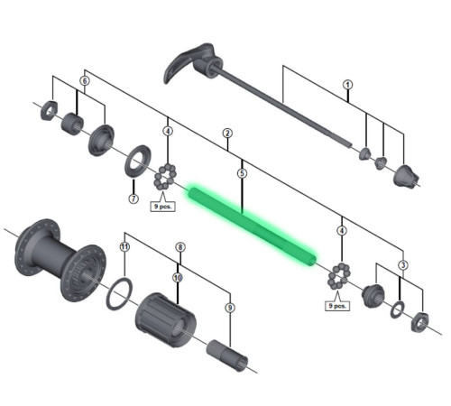 Rear hub axle Shimano FH-HG20 QR M10x146mm