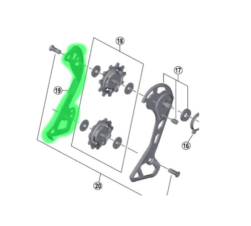 Inner plate for derailleur Shimano XT RD-M8000 GS