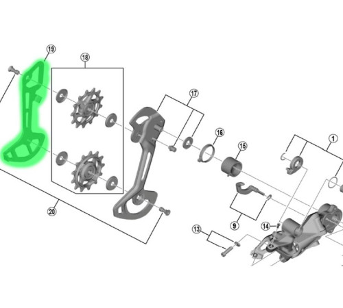 Inner plate for derailleur Shimano XTR RD-M9100 SGS