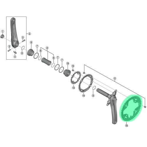 Priekšējā ķēdes riteņa Shimano FC-MT300 44T