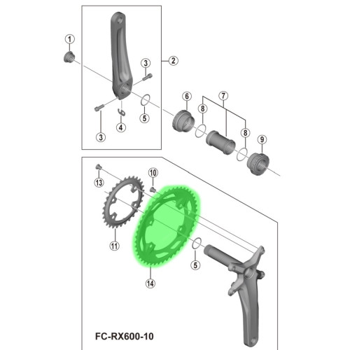 Priekšējā ķēdes riteņa Shimano GRX FC-RX600 30T
