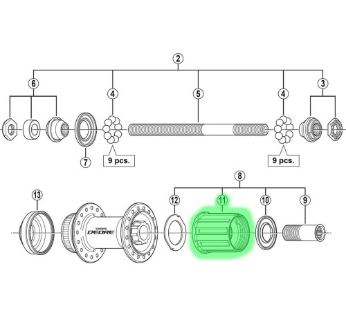 Rumba bungas Shimano DEORE FH-M595