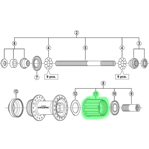 Rumba bungas Shimano DEORE FH-M595