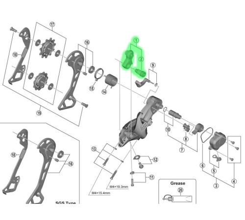 Aizmugurējā pārslēdzēja daļa Shimano XT RD-M8000