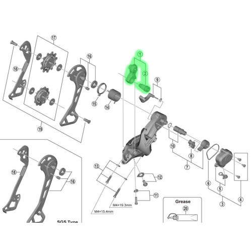 Aizmugurējā pārslēdzēja daļa Shimano XT RD-M8000