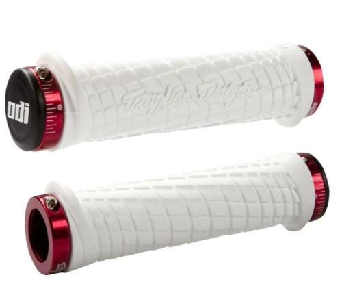 Grips ODI Troy Lee Designs Signature MTB Lock-On White w/ Red Clamps