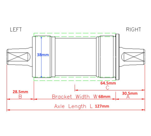 BB-set SunRace BBS08-38 Press-Fit 68mm