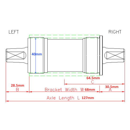 BB-set SunRace BBS08-40 Press-Fit 68mm