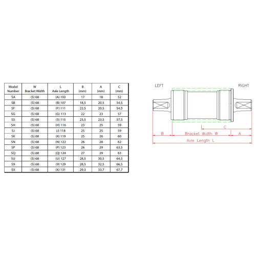 BB-set SunRace BBS15 BSA 68mm steel/steel-113MM