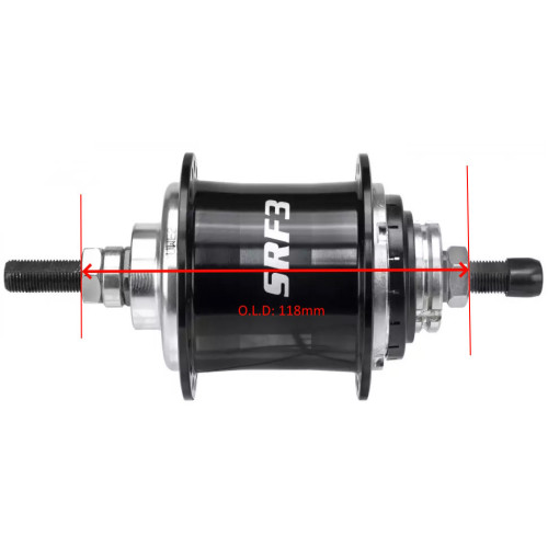 Rear hub Sturmey-Archer S­RF3 Alu 36H 3-speed freewheel black