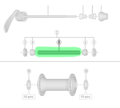 Priekšējās rumbas ass Shimano HB-RM50 QR M9x108mm
