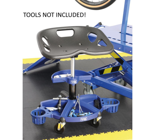 Workshop stool Cyclus Tools Creeper 2.0 adjustable with tooltray and 2 bottle holders