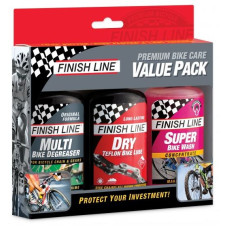 Ķēdes kopšanas komplekts Finish Line Value Pack Dry 3 gab. x 120ml