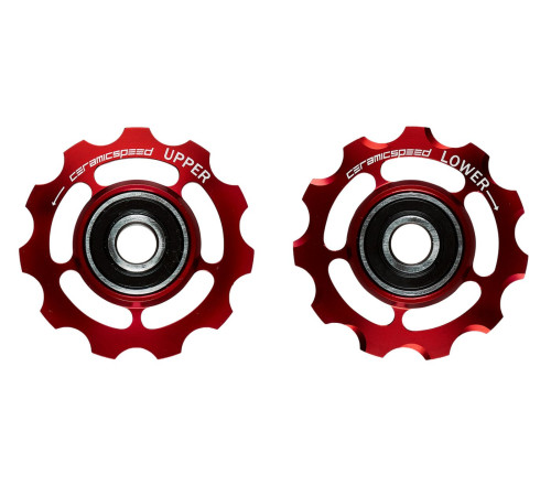 Tension and guide pulley set CeramicSpeed for Shimano 11s road Alloy 607 red (101694)