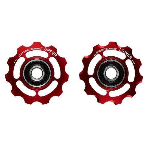 Tension and guide pulley set CeramicSpeed for Shimano 11s road Alloy 607 red (101694)